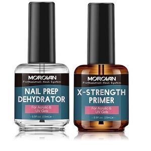 Morovan Nail Prep Dehydrate and Primer X-strength, No Burn Non Acid Nail Primer